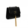 Damentasche Schultertasche 009g Krokodil Lack Schwarz
