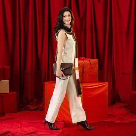 Damentasche Schultertasche 015g 01 braun kombiniert lifestyle