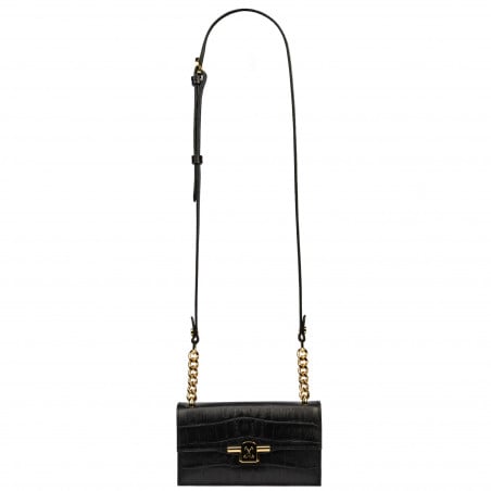 Damentasche Schultertasche 020g Croco Schwarz