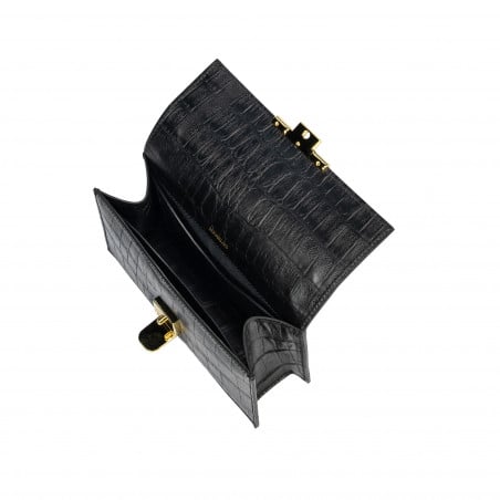 Damentasche Schultertasche 020g Croco Schwarz