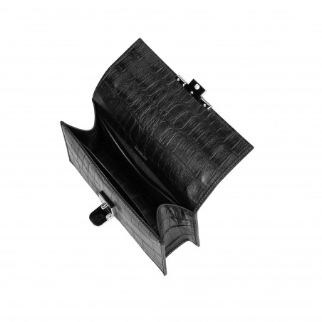 Damentasche Schultertasche 020g 01 Kroko Schwarz
