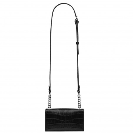 Damentasche Schultertasche 020g 01 Kroko Schwarz