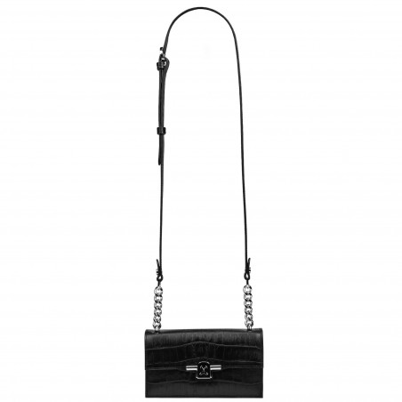 Damentasche Schultertasche 020g 01 Kroko Schwarz
