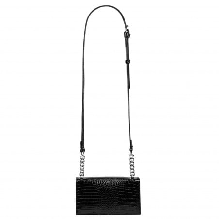 Damentasche Schultertasche 020g 01 Kroko Lack Schwarz