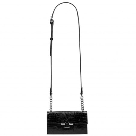 Damentasche Schultertasche 020g 01 Kroko Lack Schwarz