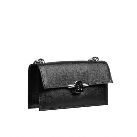 Damentasche Schultertasche 020g 01 schwarz Safiano