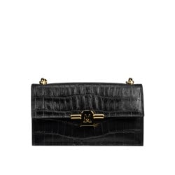 Damentasche Schultertasche 020g Croco Schwarz