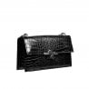 Damentasche Schultertasche 020g 01 Kroko Lack Schwarz