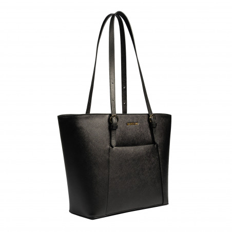 Damenschultertasche 021g schwarz Saffiano