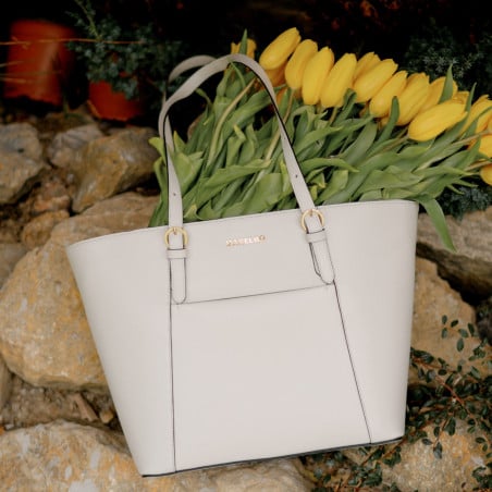 Damentasche Schultertasche 021g beige Saffiano