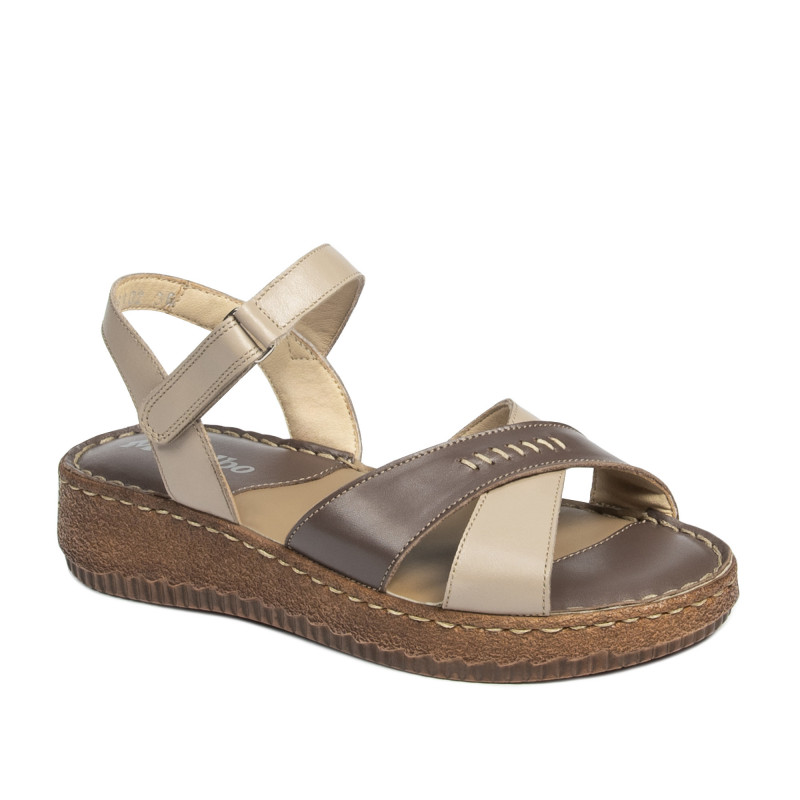 Damensandalen 5102 Sand kombiniert
