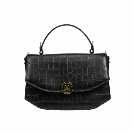 Damentasche Handtasche 023g Kroko Schwarz