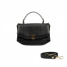 Damentasche Handtasche 023g Kroko Schwarz