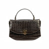 Damenhandtasche 023g Croco Dunkelbraun