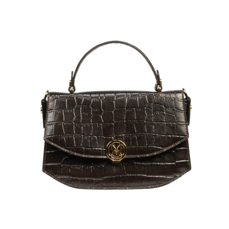 Damenhandtasche 023g Croco Dunkelbraun
