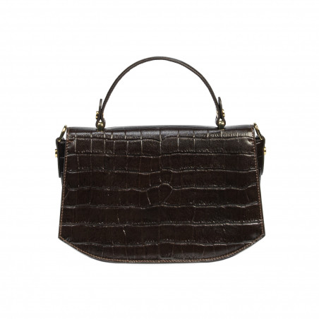 Damenhandtasche 023g Croco Dunkelbraun