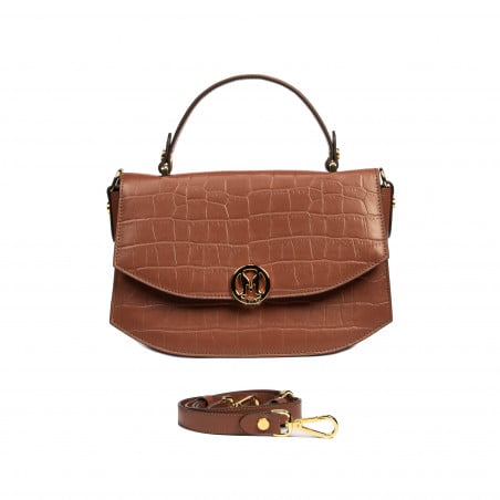 Damentasche Handtasche 023g Croco Camel
