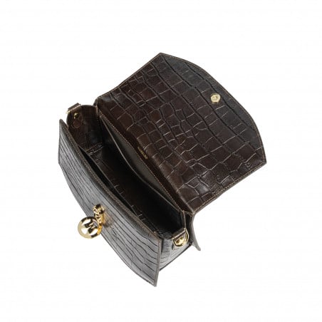 Damenhandtasche 023g Croco Dunkelbraun