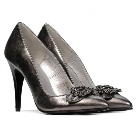 Elegante Damenschuhe 1279 silber perlglanz