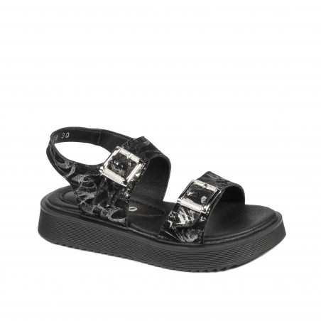 Kindersandalen 529 schwarz+silber