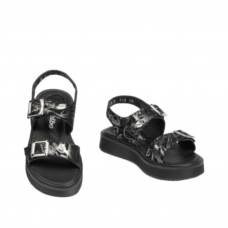 Kindersandalen 529 schwarz+silber