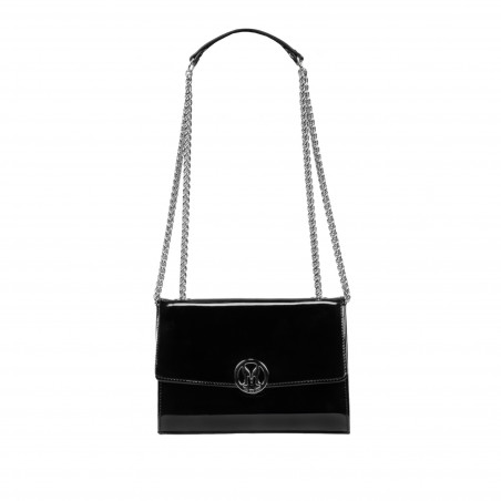 Damenschultertasche 013g 01 Lack schwarz