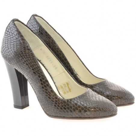 Damen elegante Schuhe 1214 Croco Braun