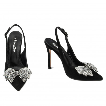 Damensandalen 1316 schwarz Veloursleder