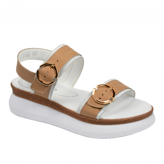 Damensandalen 5106 weiß+braun Damensandalen 5106 weiß+braun