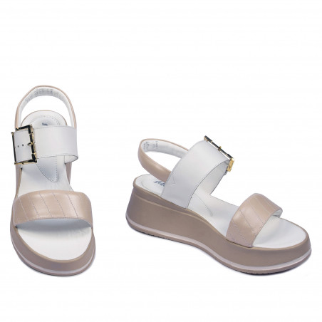 Damen Sandalen 5107 Beige Perlmutt kombiniert