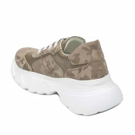 Damensportschuhe 6053 Cappuccino kombiniert Camouflage