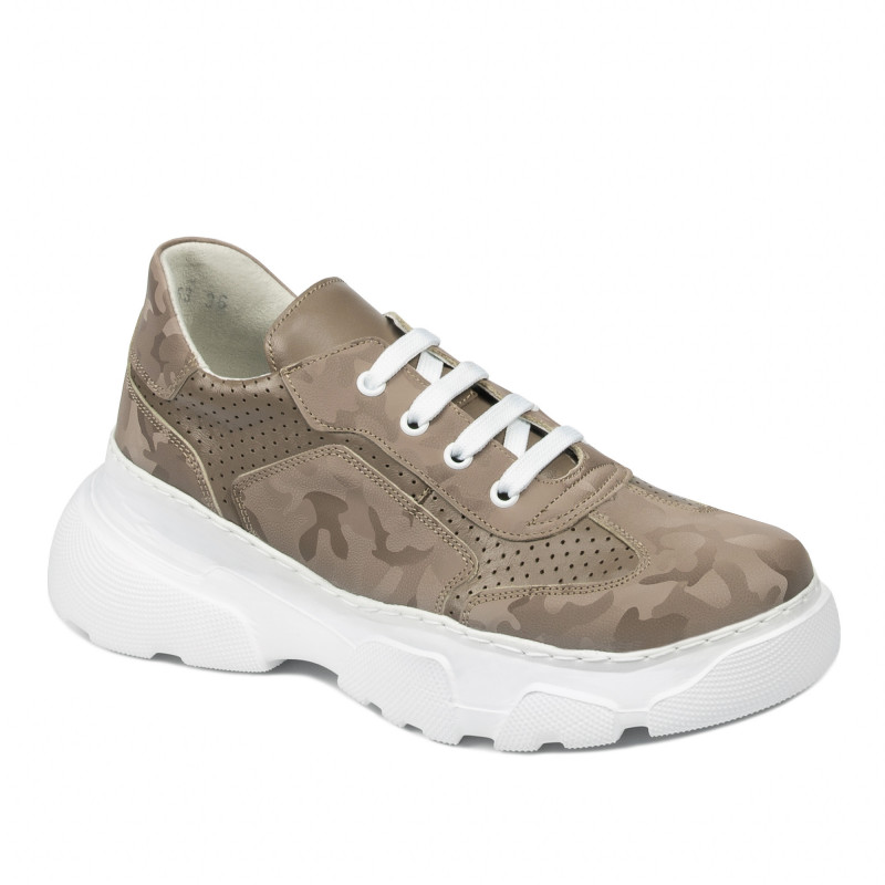 Damensportschuhe 6053 Cappuccino kombiniert Camouflage
