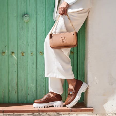 Damen Umhängetasche 024g Biz Braun Cognac