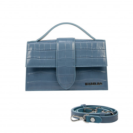 Damentasche Schultertasche 028g 01 Krokodil Blau