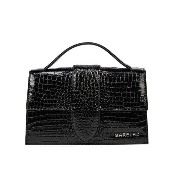 Damentasche Schultertasche 028g 01 Krokodil Lack Schwarz Damentasche Schultertasche 028g 01 Krokodil Lack Schwarz