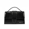 Damentasche Schultertasche 028g 01 Krokodil Lack Schwarz