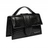 Damentasche Schultertasche 028g 01 Krokodil Lack Schwarz