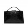 Damentasche Schultertasche 028g 01 Krokodil Lack Schwarz