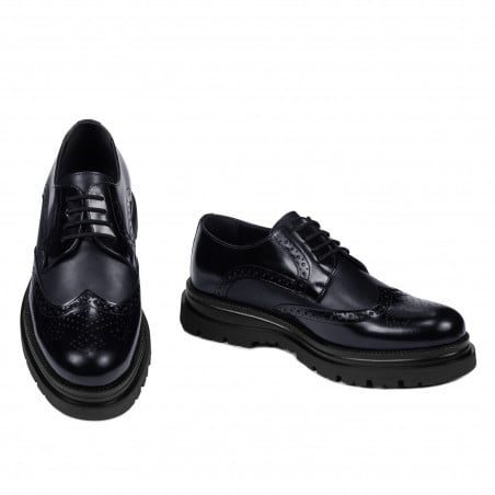 Elegante Herrenschuhe 972 Lack Indigoblau kombiniert