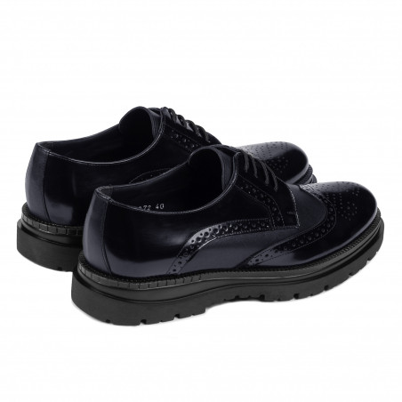 Elegante Herrenschuhe 972 Lack Indigoblau kombiniert