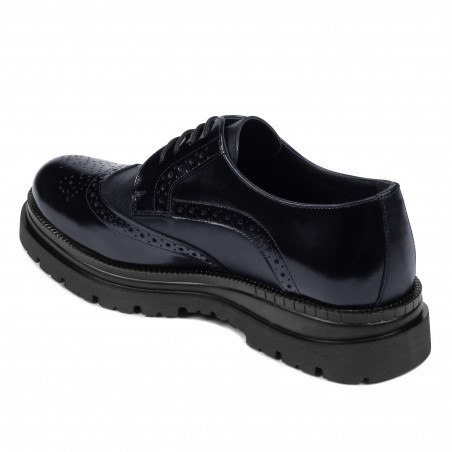 Elegante Herrenschuhe 972 Lack Indigoblau kombiniert