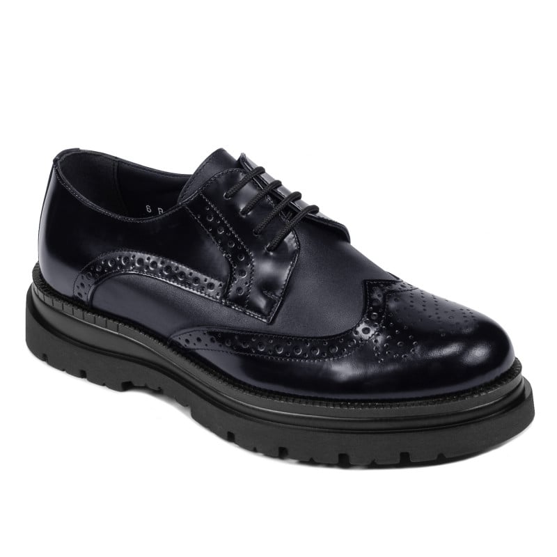 Elegante Herrenschuhe 972 Lack Indigoblau kombiniert