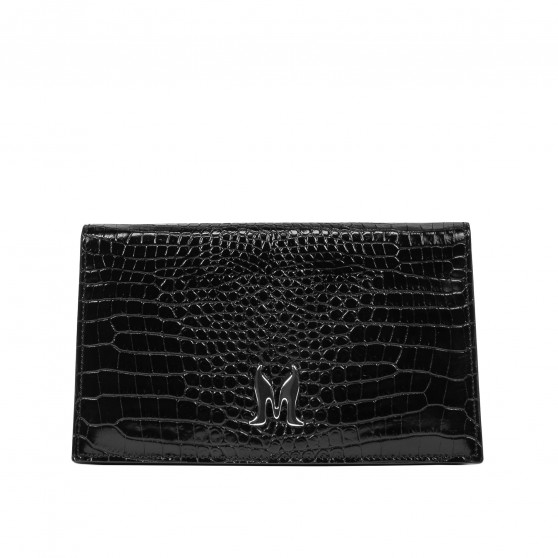 Damentasche Schultertasche 029g 01 Croco Lack Schwarz