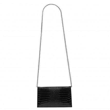 Damentasche Schultertasche 029g 01 Croco Lack Schwarz