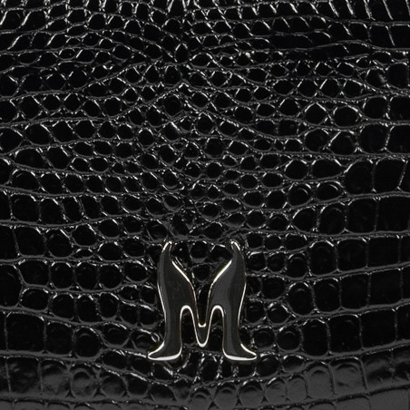Damentasche Schultertasche 029g 01 Croco Lack Schwarz