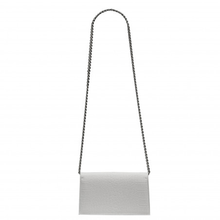 Damentasche Schultertasche 029g 01 Krokodil Weiß