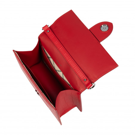 Damentasche Schulter 028g 01 Kroko Rot