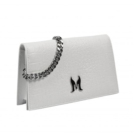 Damentasche Schultertasche 029g 01 Krokodil Weiß