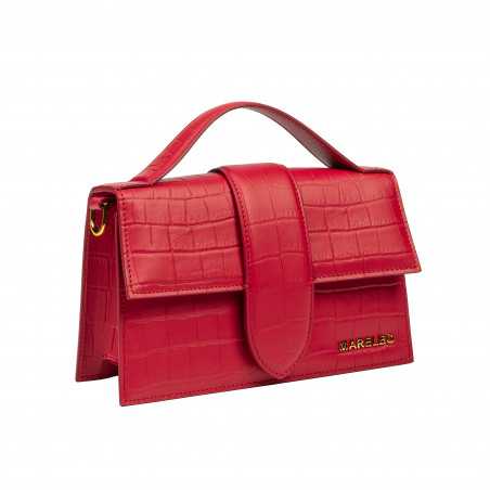 Damen Schultertasche 028g Kroko rot