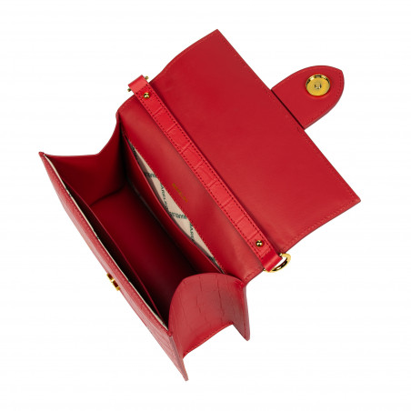 Damen Schultertasche 028g Kroko rot